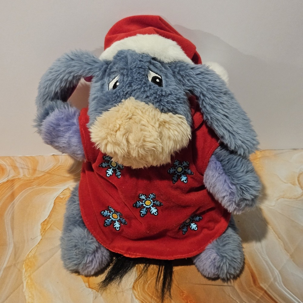 Disney Store Eeyore Holiday Pooh 2002 Light Up Musical Christmas Plush 12"